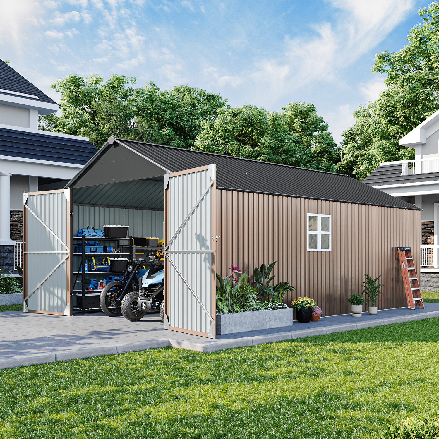 JolyDale 12 Ft. W X 20 Ft. D Outdoor Metal Storage Shed & Reviews